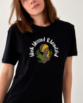 Black Blessed & Beautiful Printed Regular Tee
