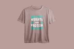 Heavy Weights And Protein Shakes Printed Oversized Tee