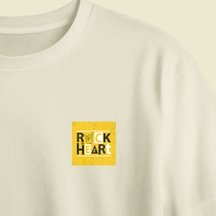 Rock In Heart Chest Printed Oversized Tee