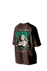 I Don't Care Printed Oversized Tee