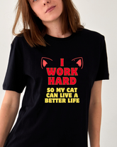 Work Hard For My Cat Regular Printed Tee