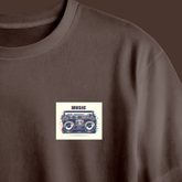 Music Tape Recorder Chest Printed Oversized Tee
