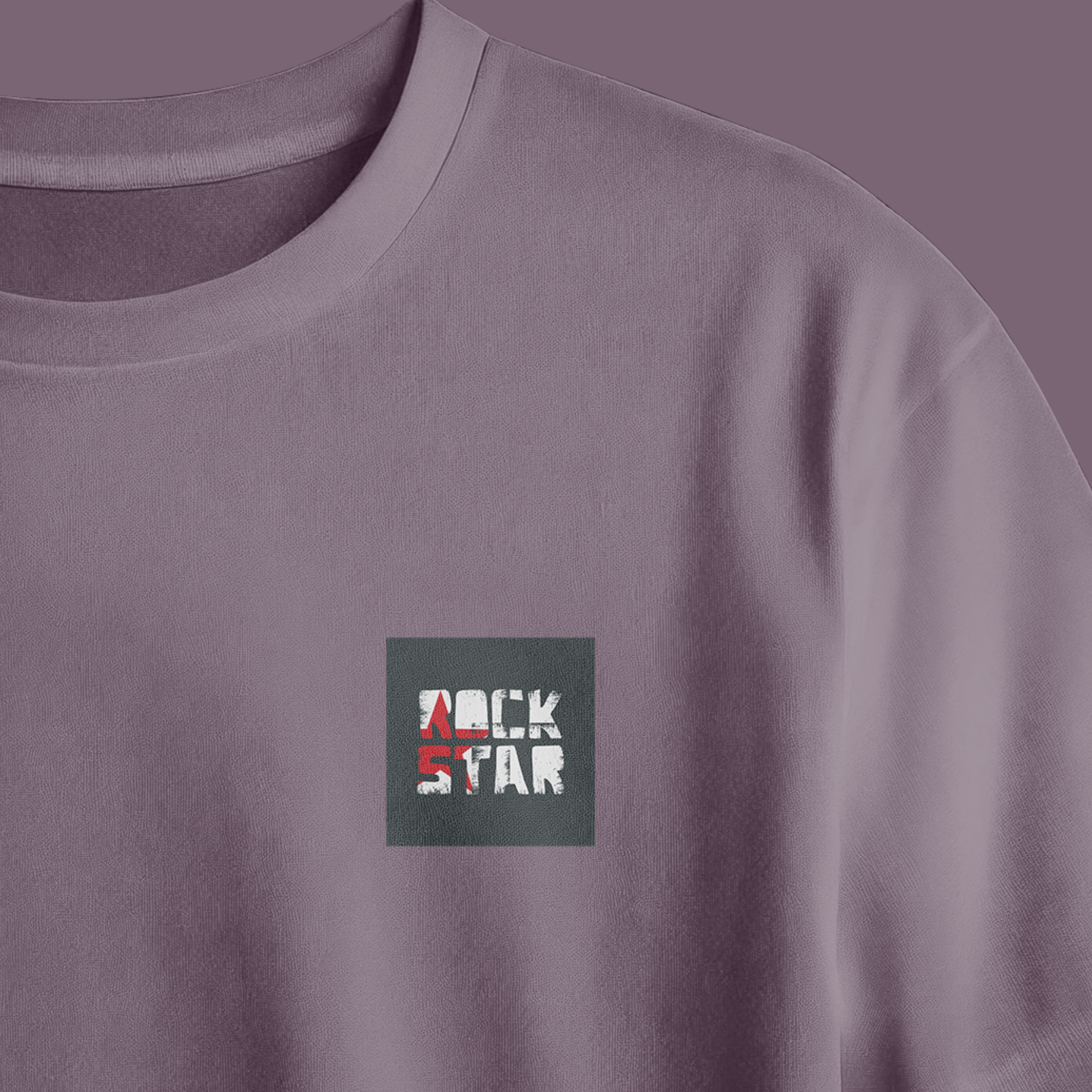 Rock Star Chest Printed Oversized Tee