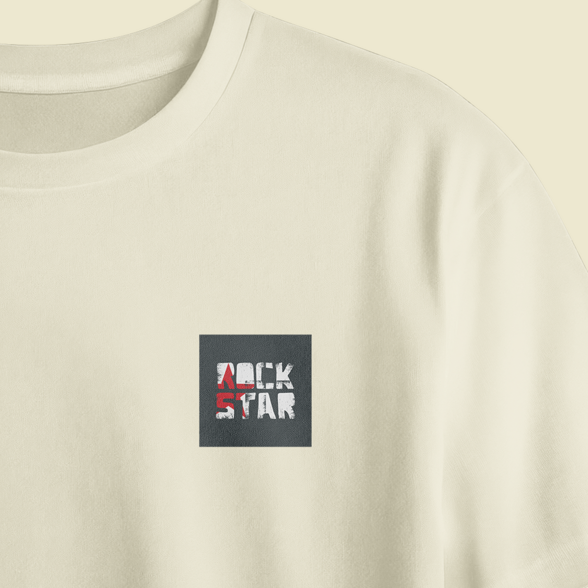 Rock Star Chest Printed Oversized Tee