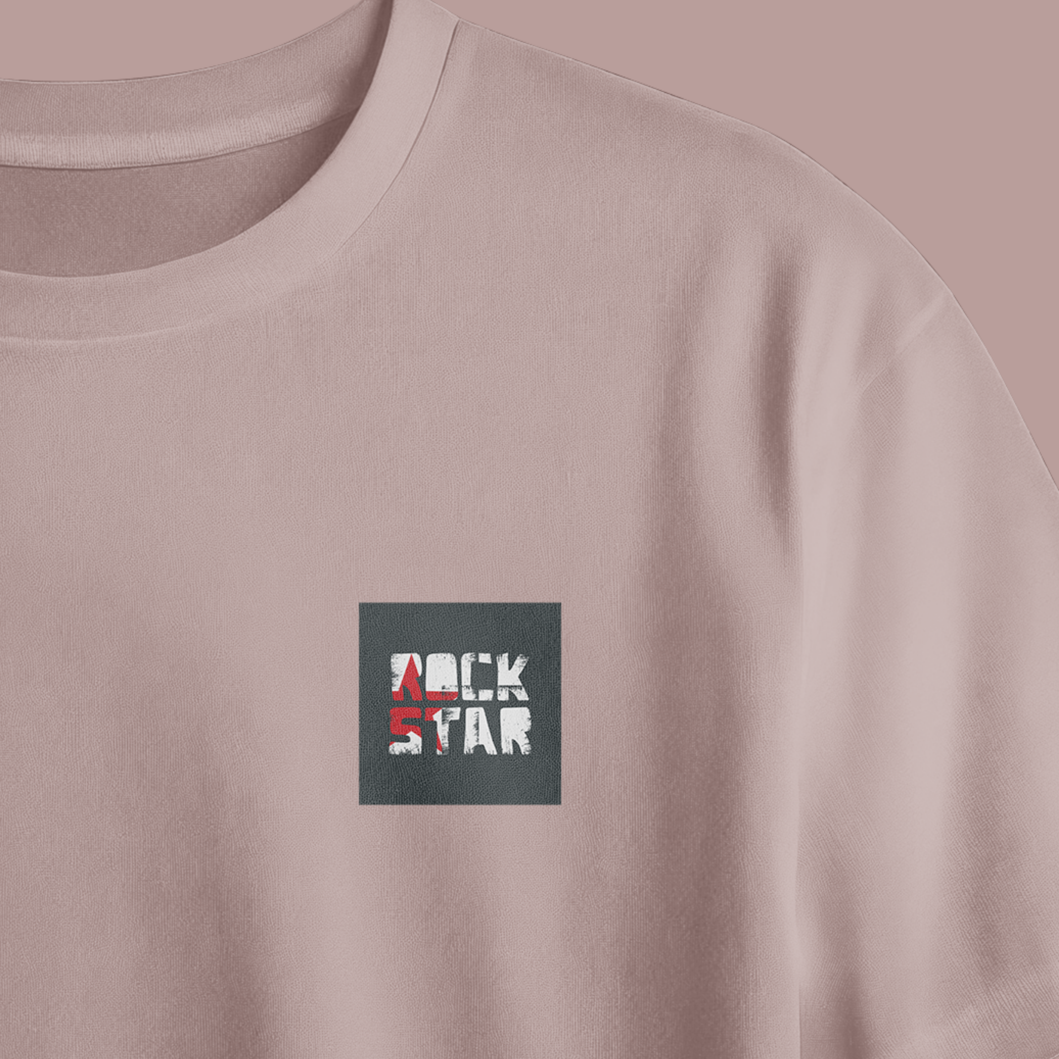 Rock Star Chest Printed Oversized Tee