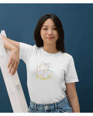 Cat Colored Outline Regular Printed Tee