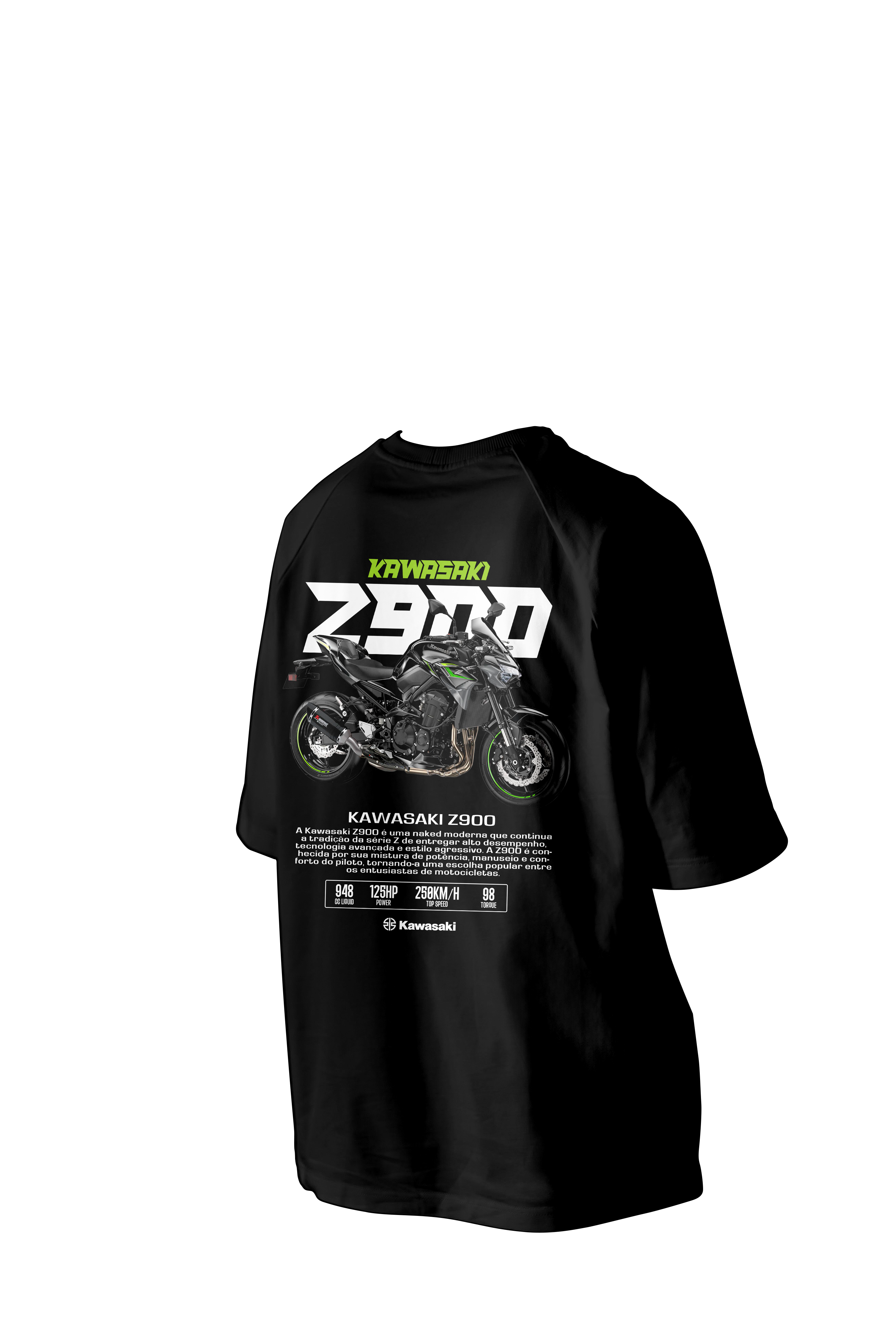 KAWASAKI Z900 Metallic Spark Black Printed Oversized Tee