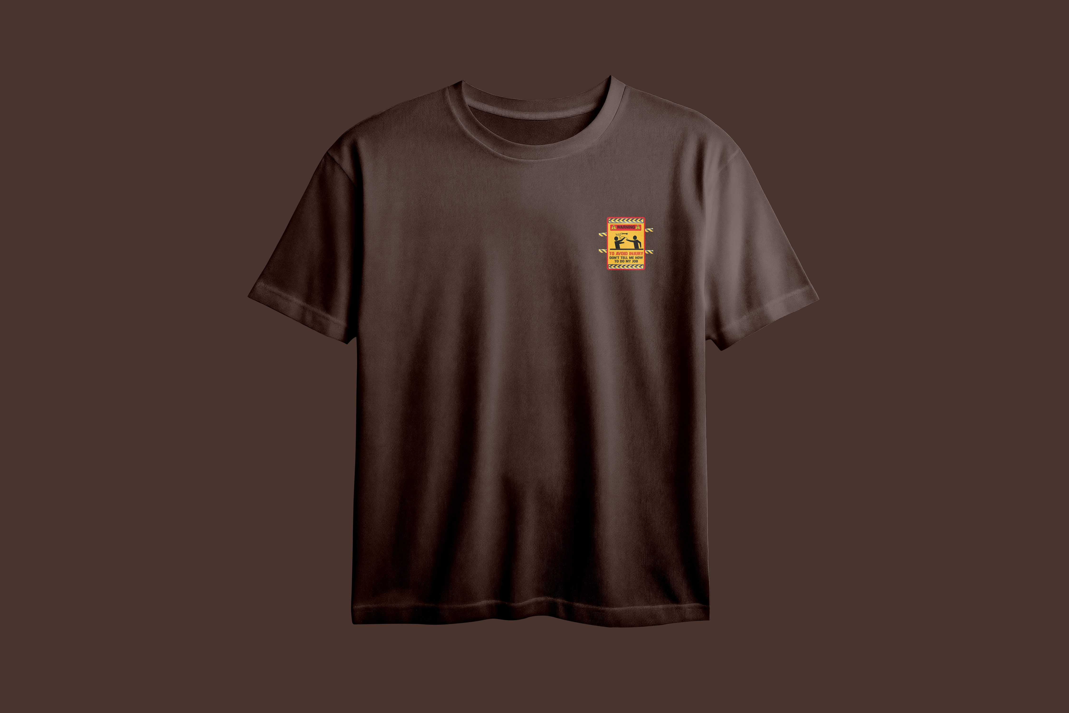 Warning! to Avoid Injury Oversized Chest Printed T-Shirt