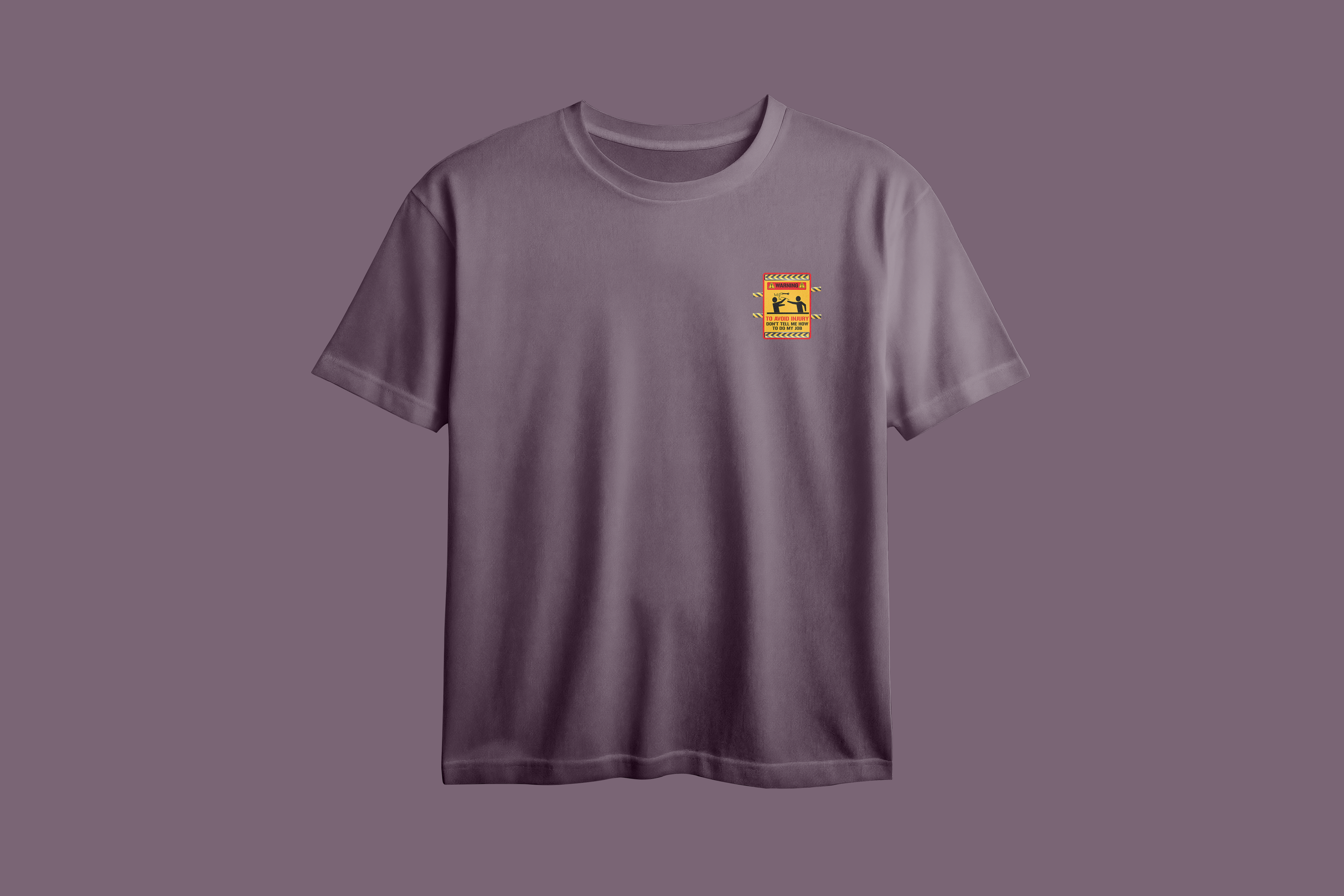 Warning! to Avoid Injury Oversized Chest Printed T-Shirt