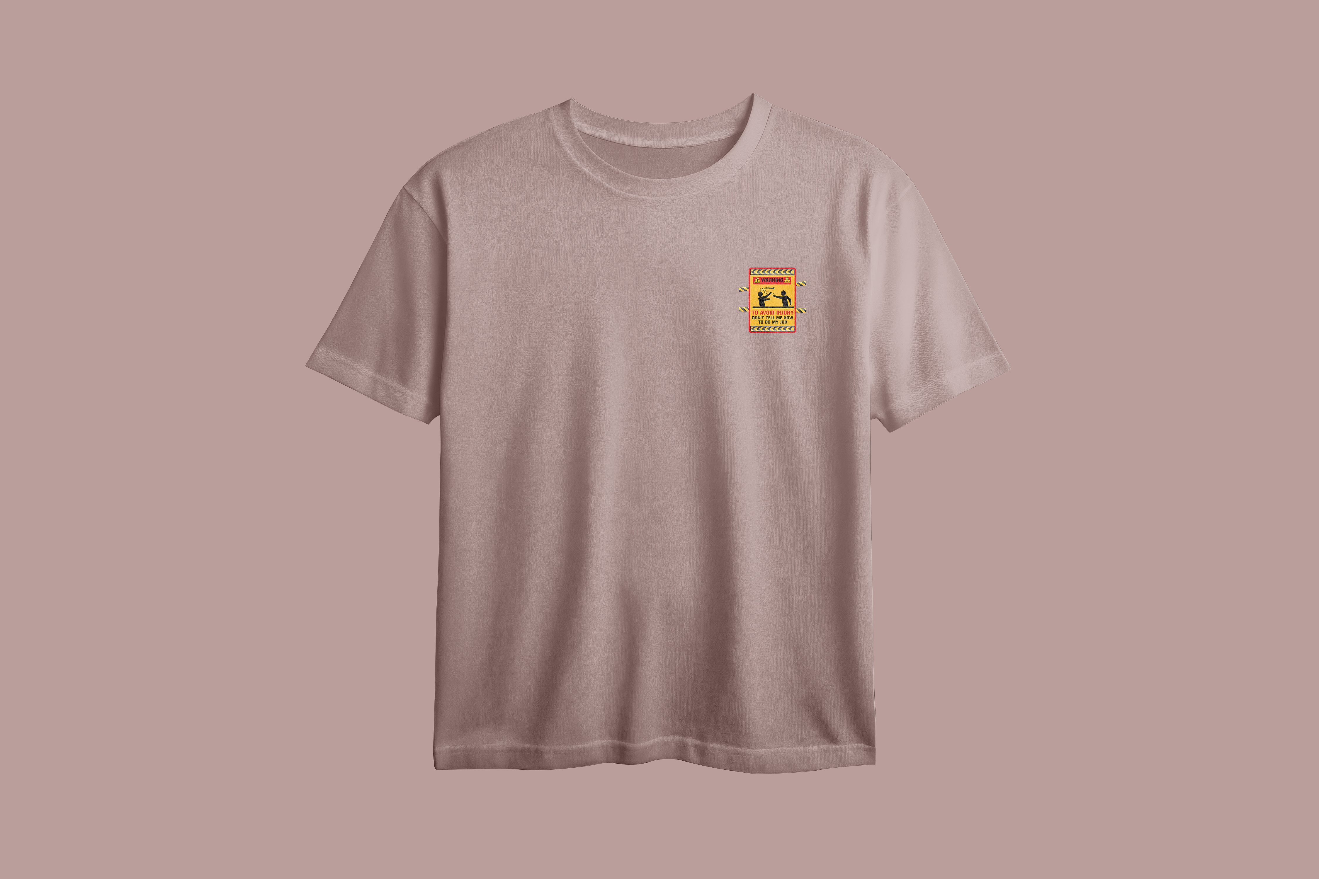 Warning! to Avoid Injury Oversized Chest Printed T-Shirt
