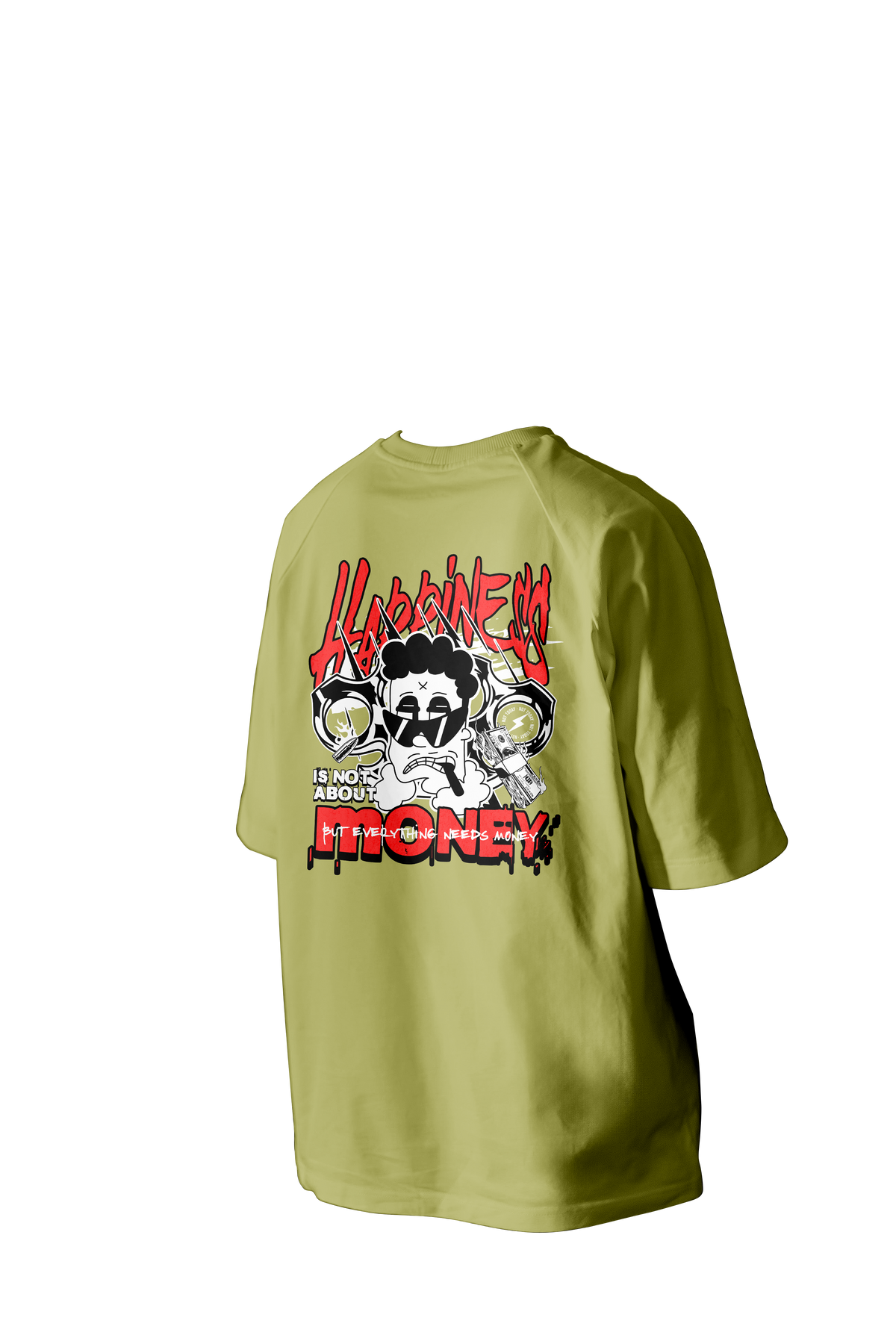 Happiness is not about Money Printed Oversized Tee
