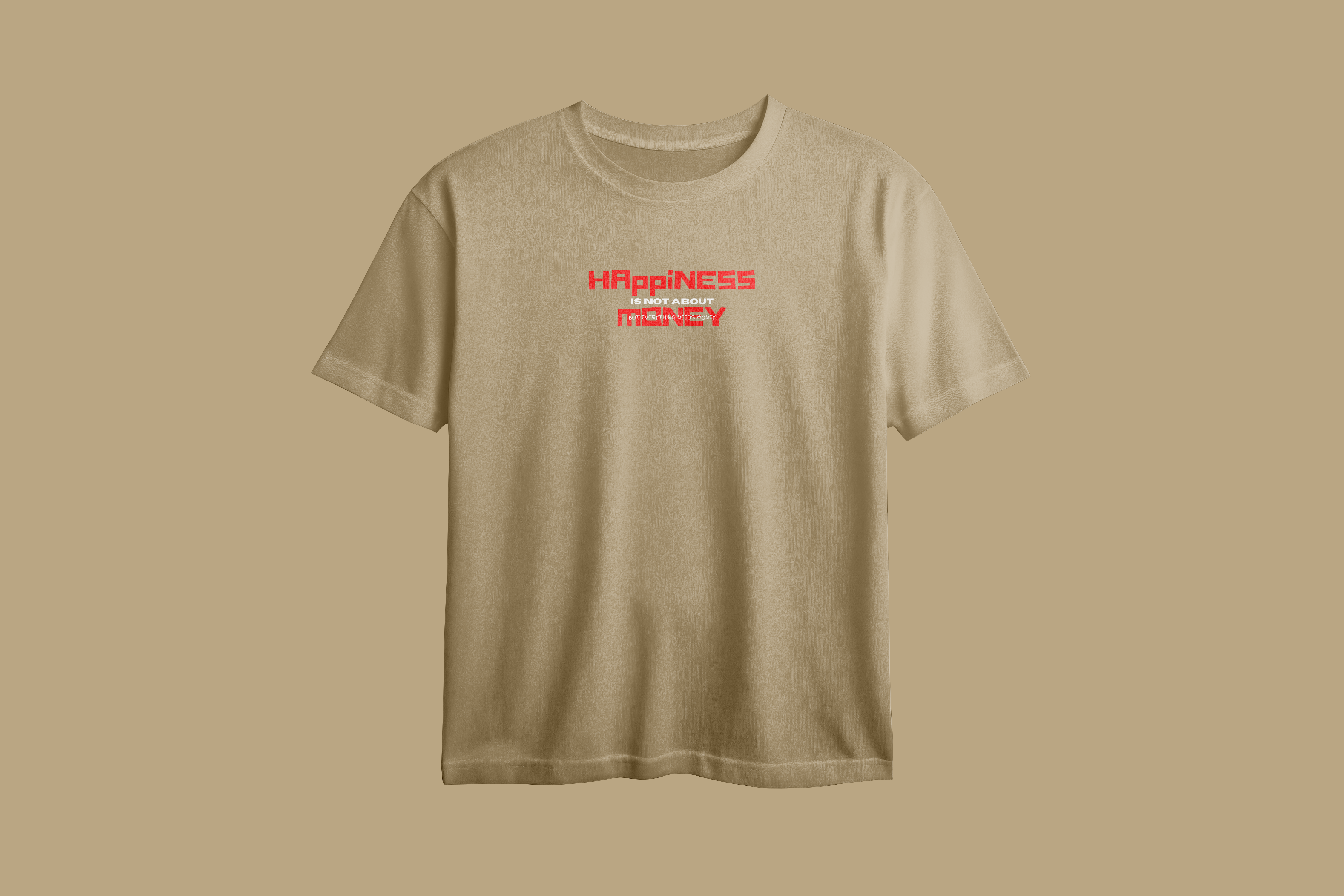 Happiness is not about Money Printed Oversized Tee