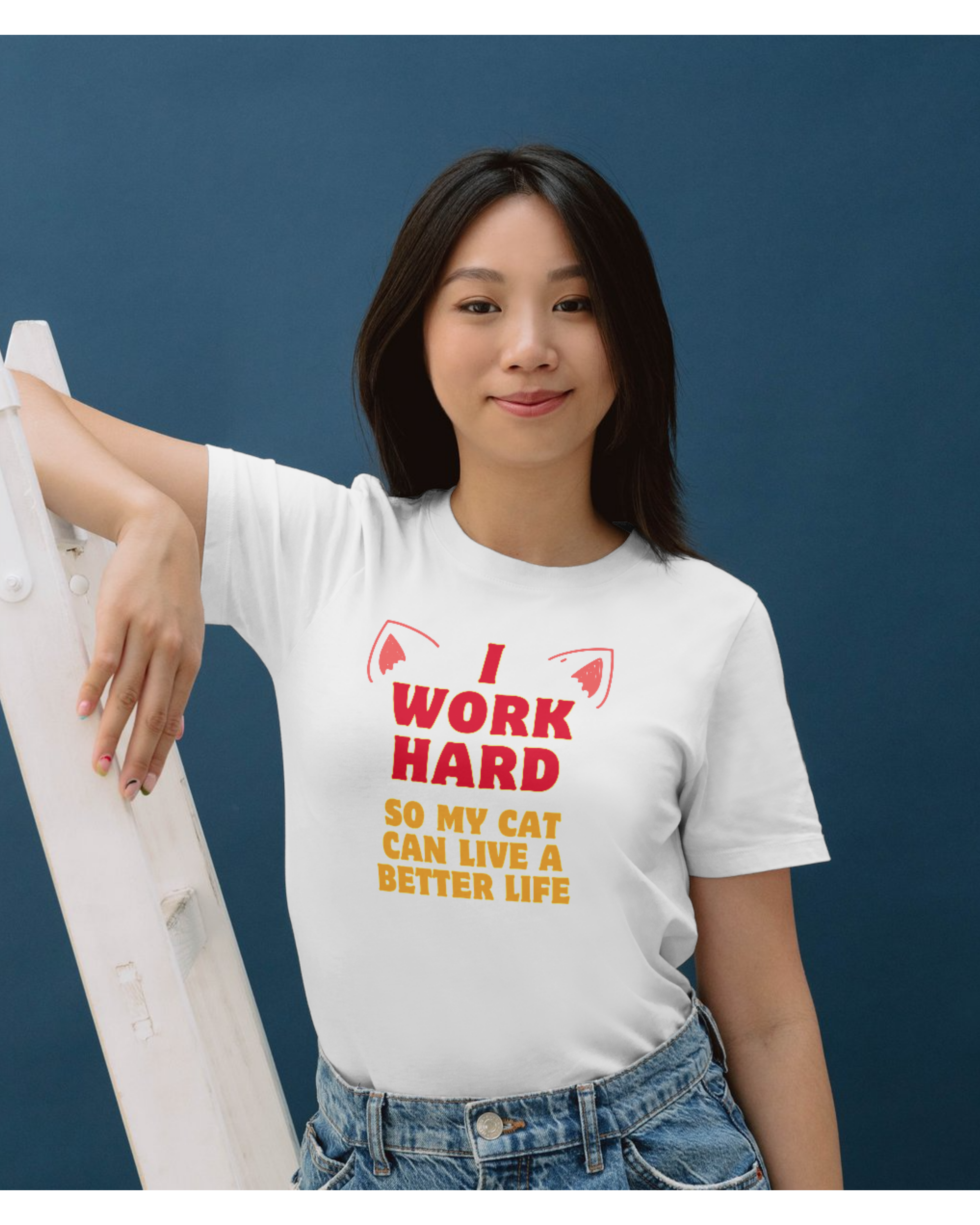 Work Hard For My Cat Regular Printed Tee