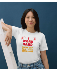 Work Hard For My Cat Regular Printed Tee