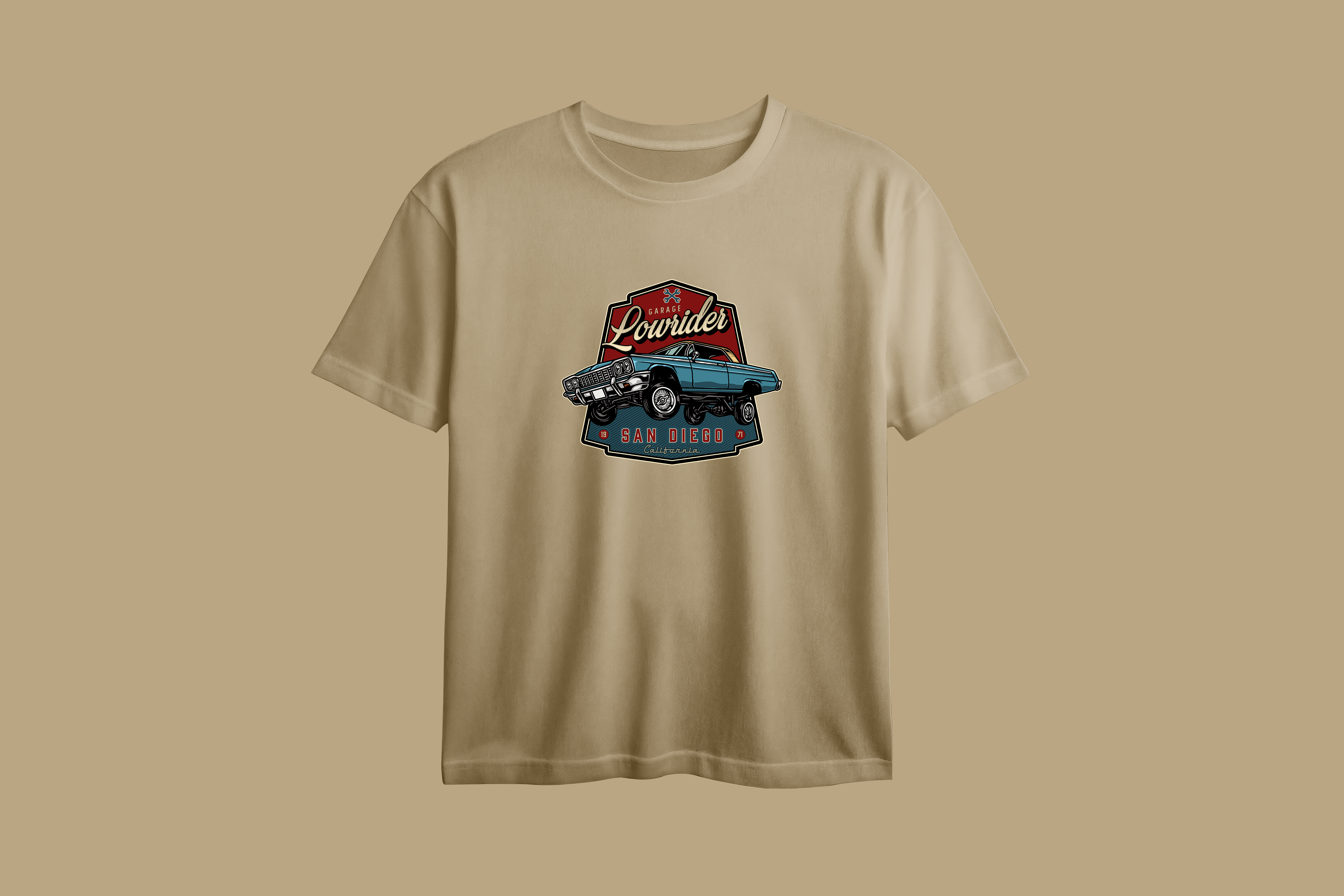 Garage Lowrider San Diego California Printed Oversized Tee