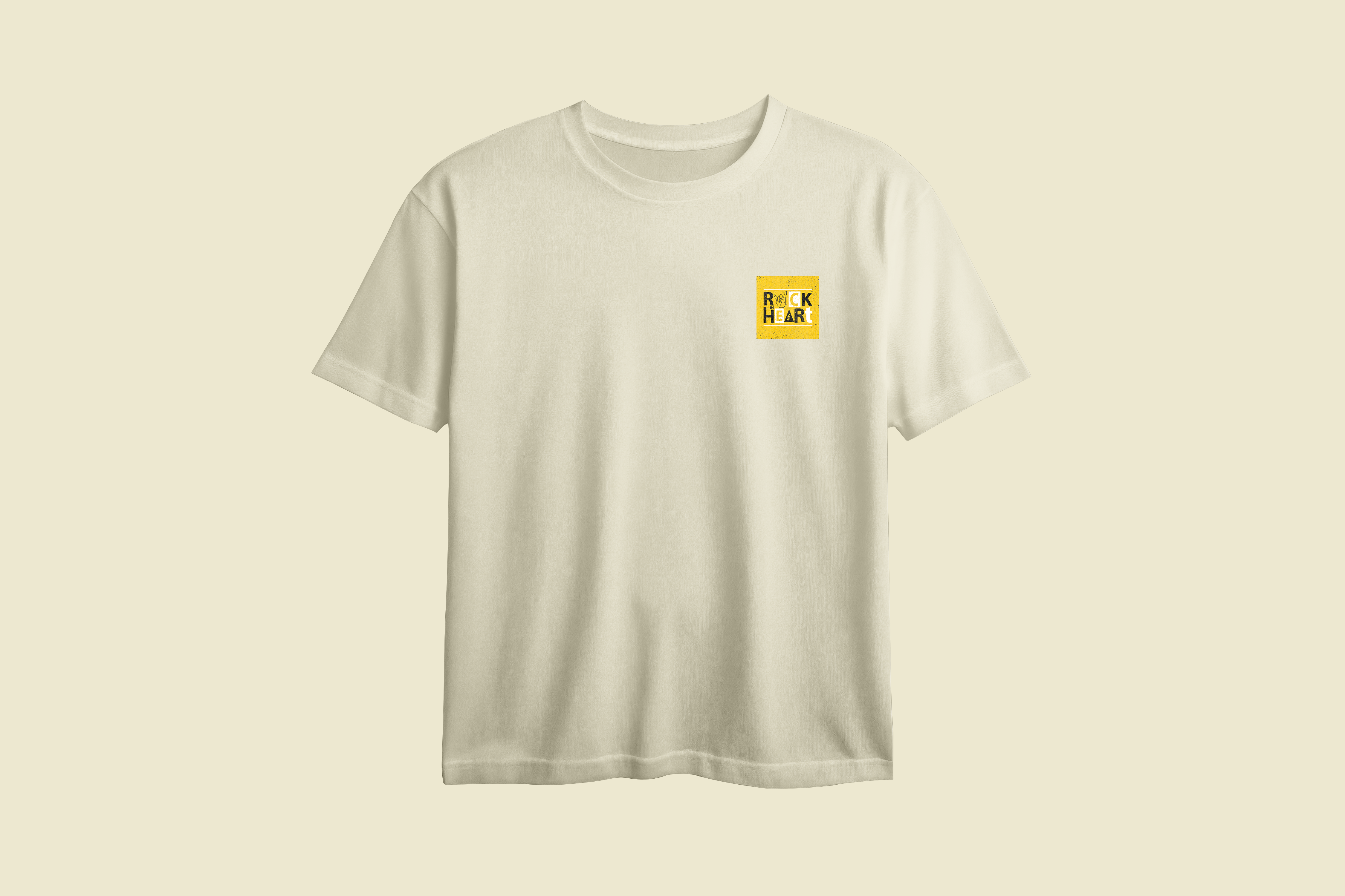Rock In Heart Chest Printed Oversized Tee