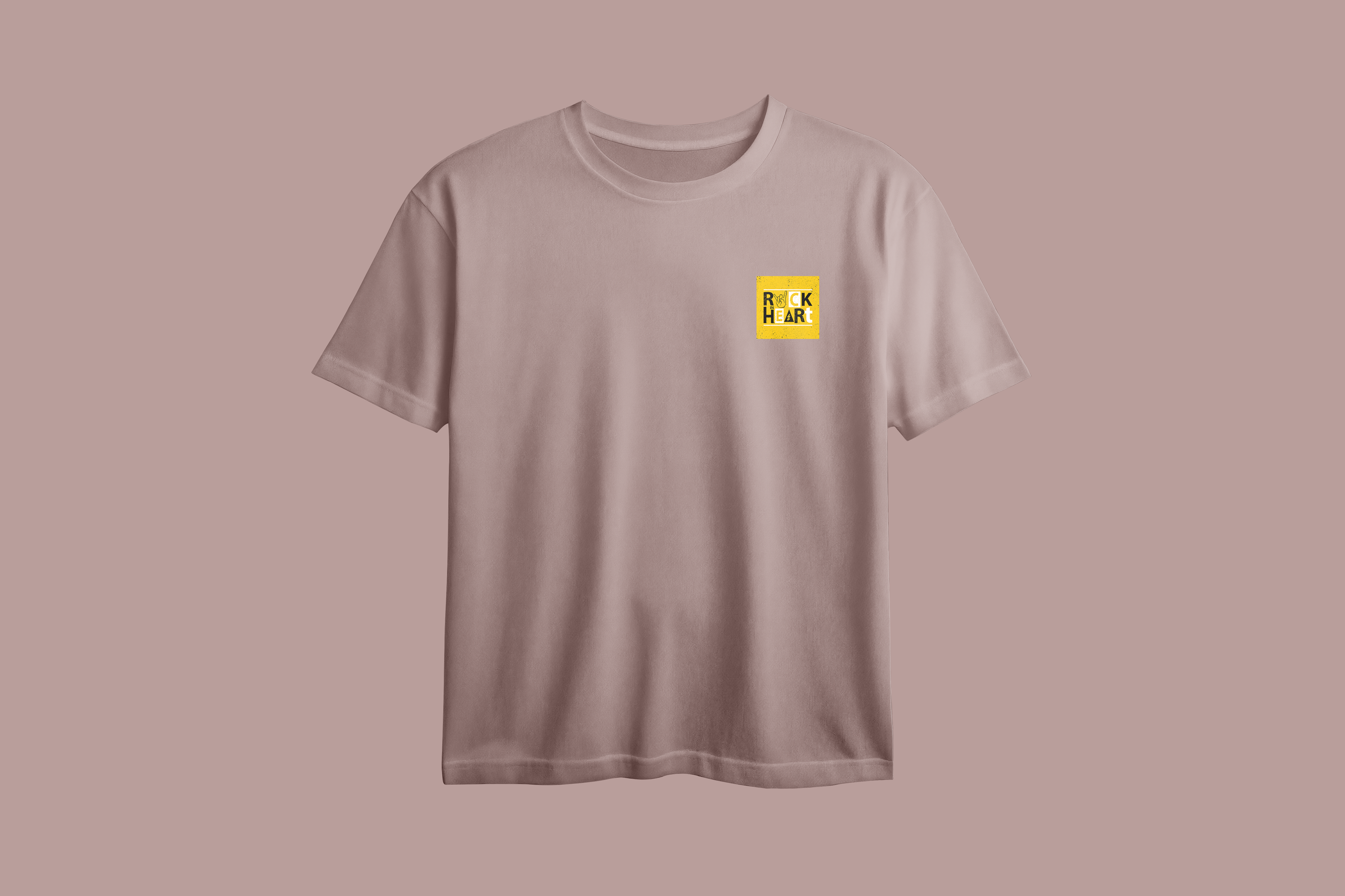 Rock In Heart Chest Printed Oversized Tee