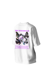 Where Elegance Takes Flight Printed Oversized Tee