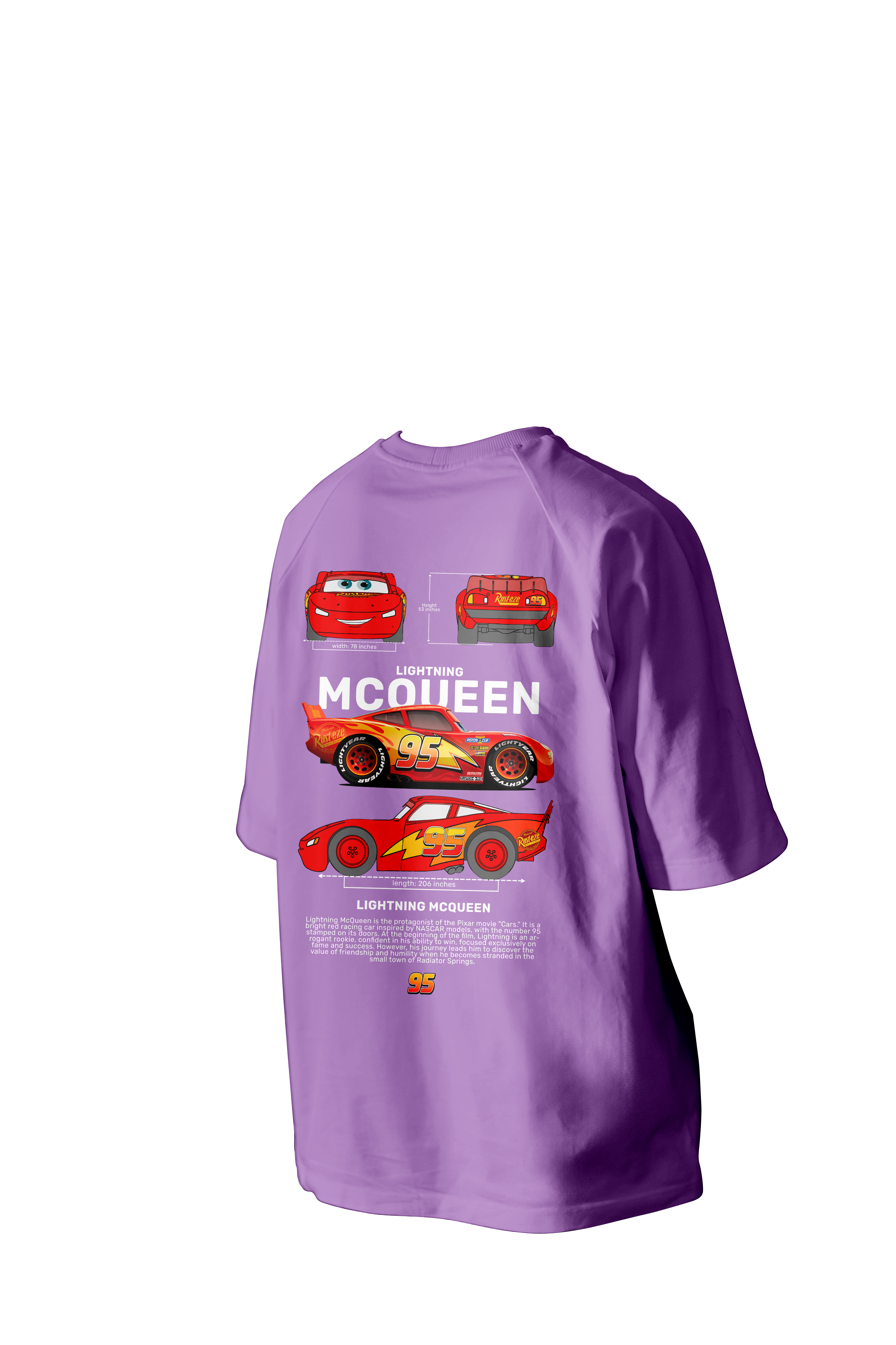 Lightning MCQUEEN Printed Oversized Tee