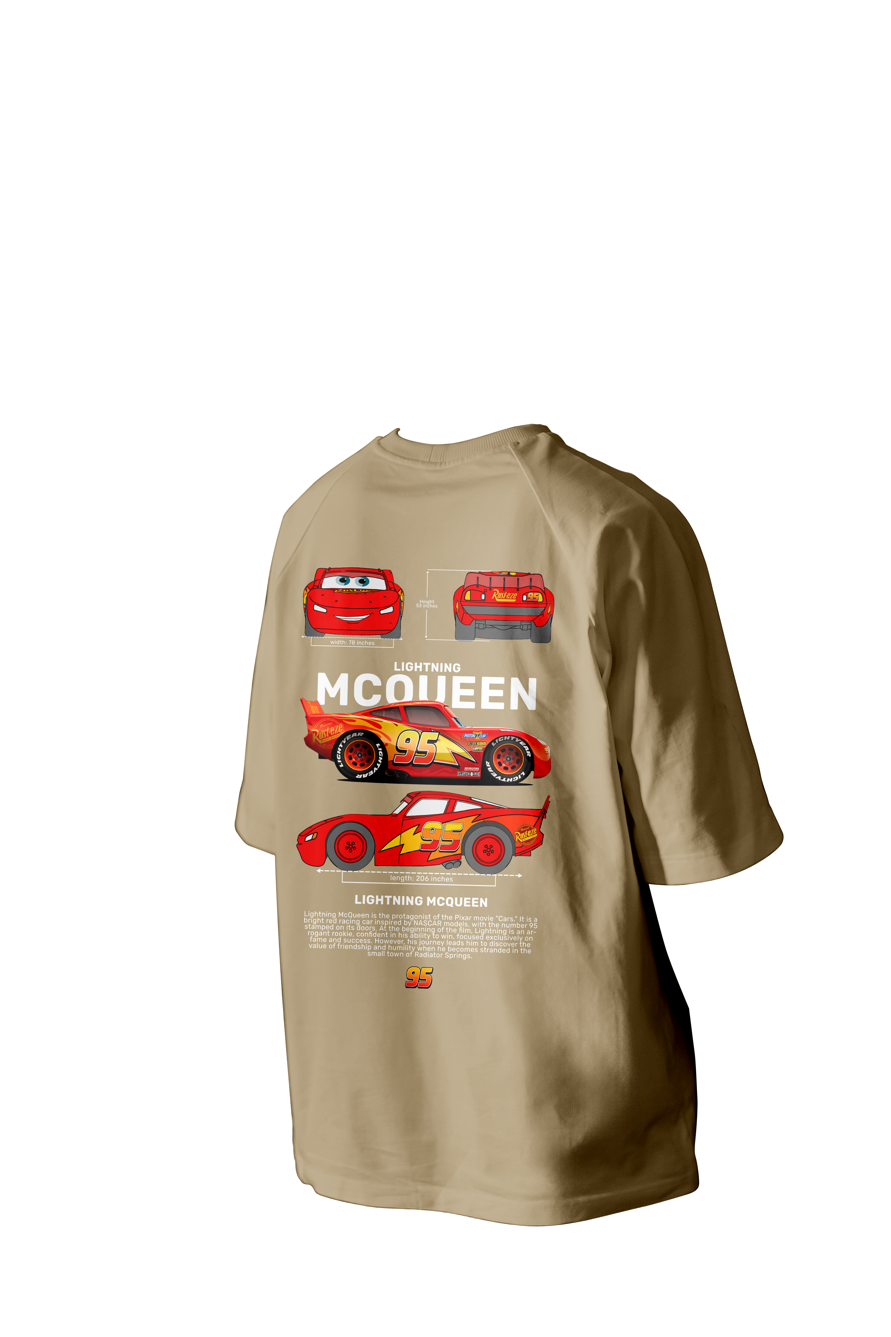 Lightning MCQUEEN Printed Oversized Tee