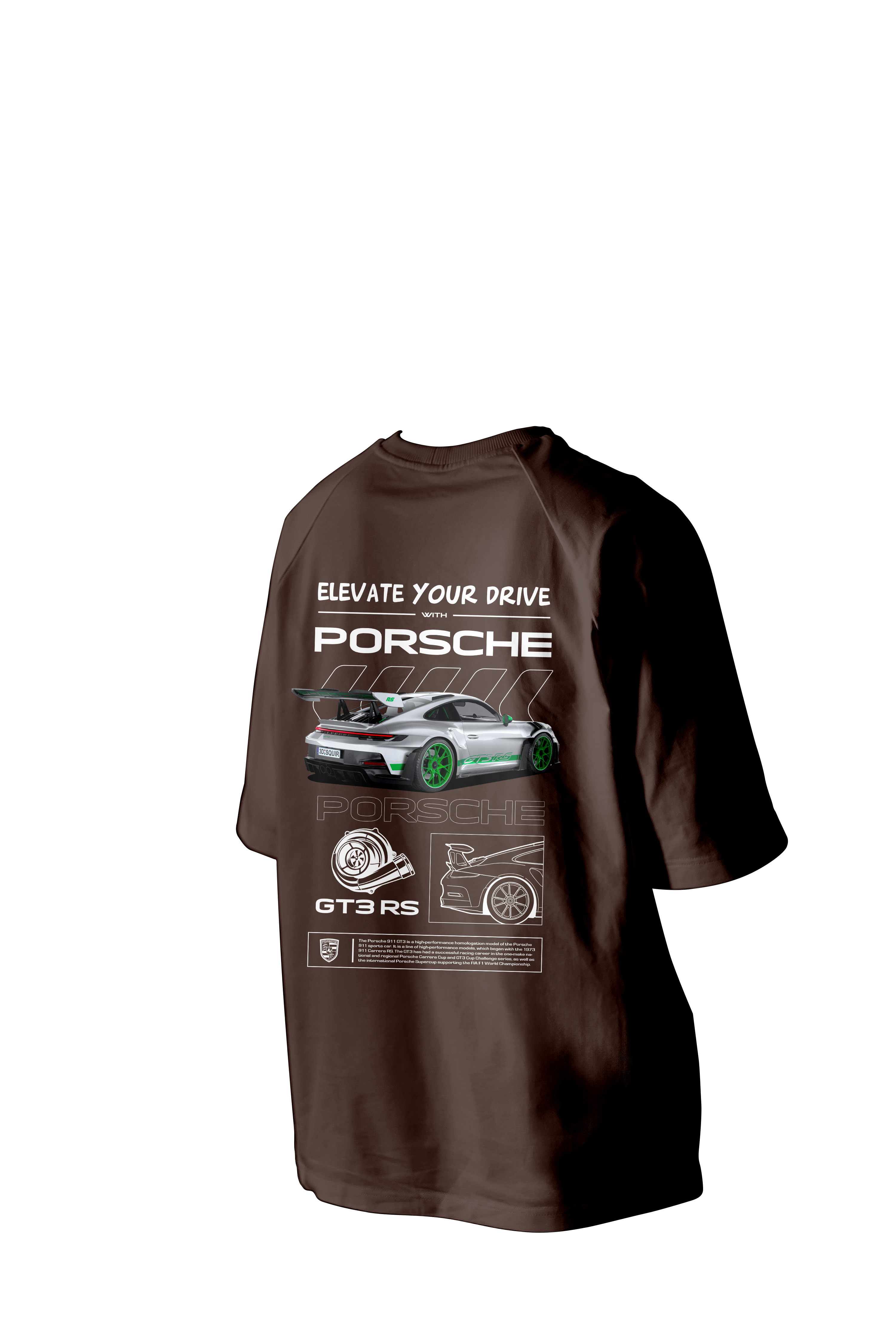 Elevate Your Drive With Porsche GT3 RS  Printed Oversized Tee