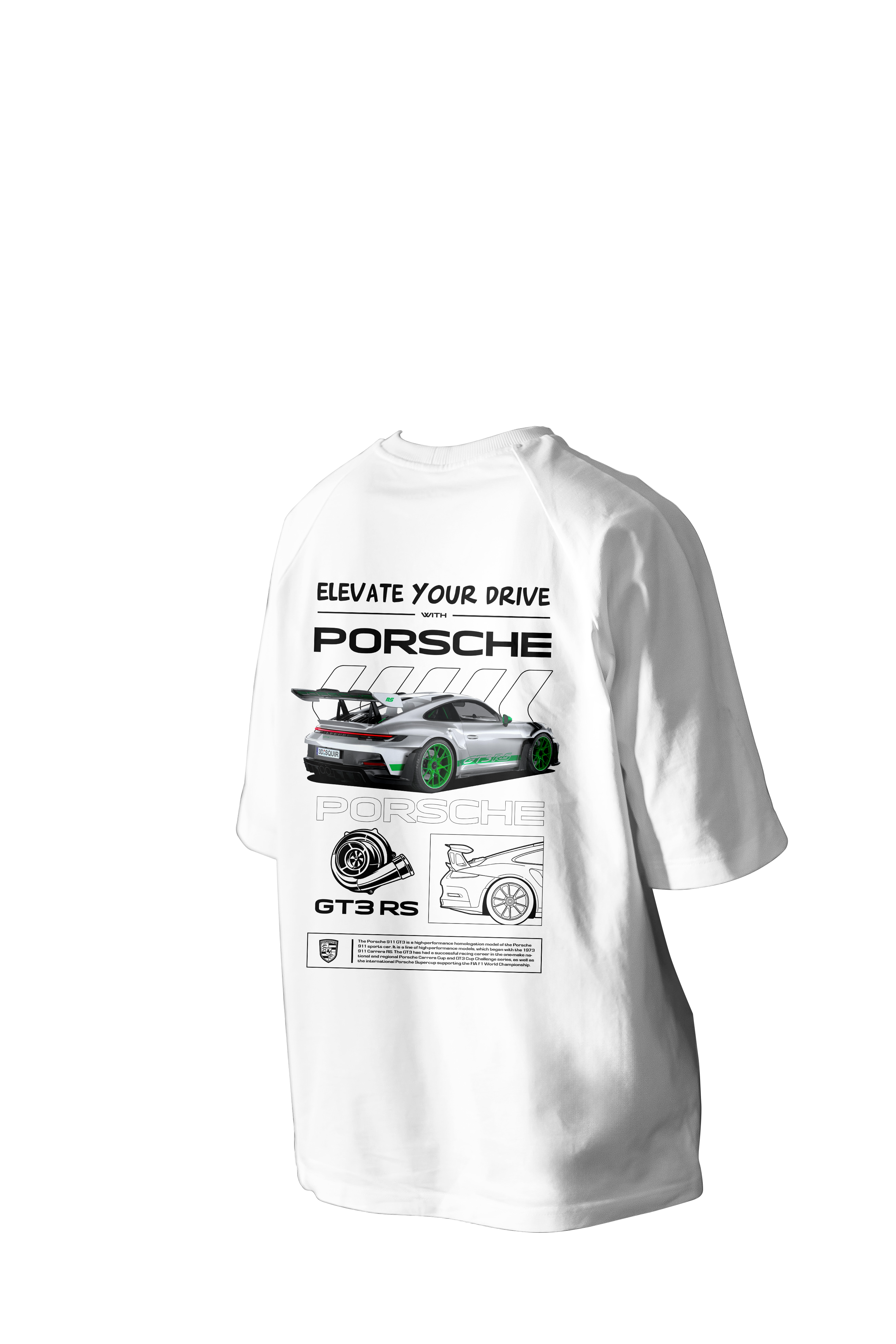 Elevate Your Drive With Porsche GT3 RS  Printed Oversized Tee