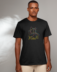 Cat Colored Outline Regular Printed Tee