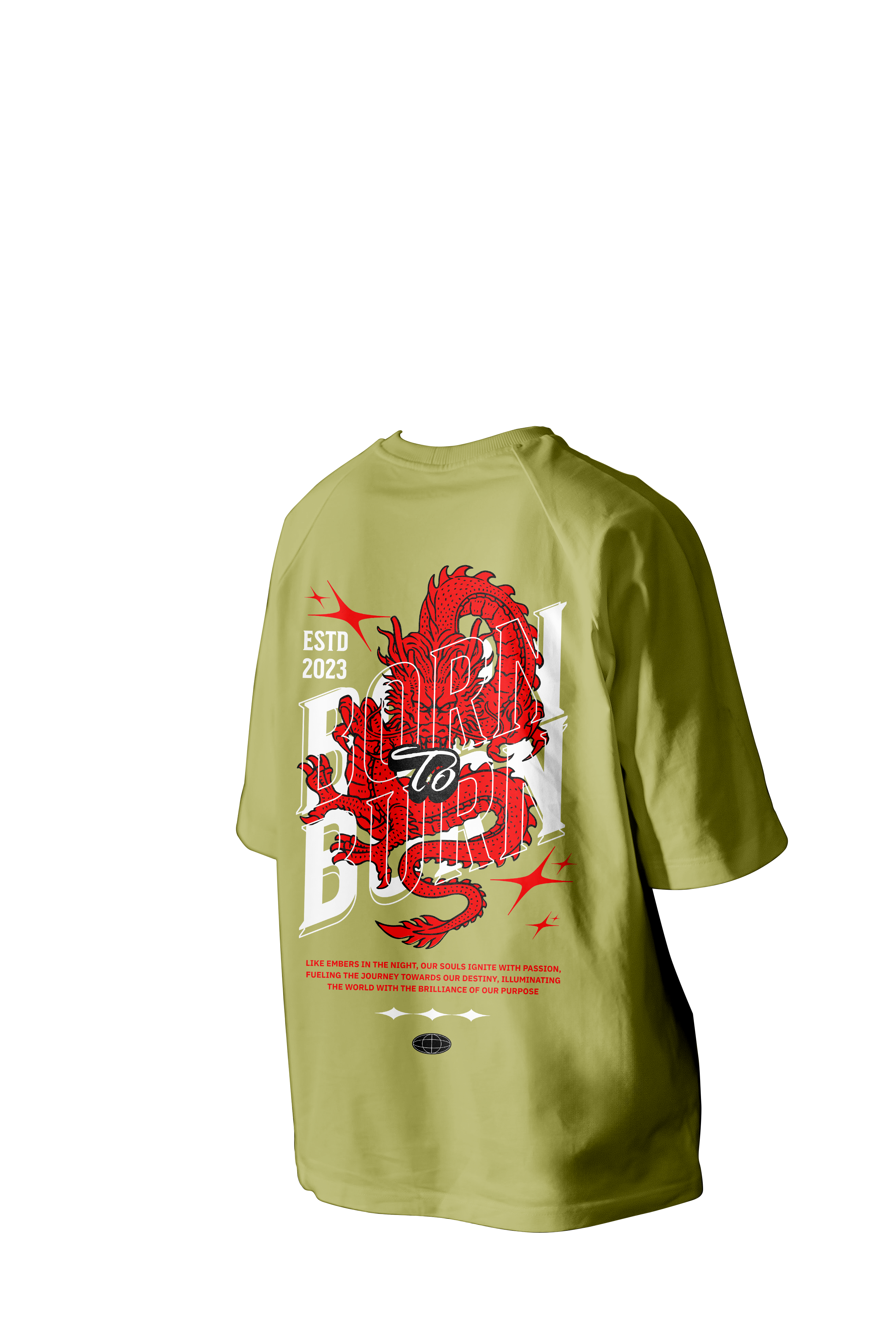 Born to Burn Dragon Printed Oversized Tee