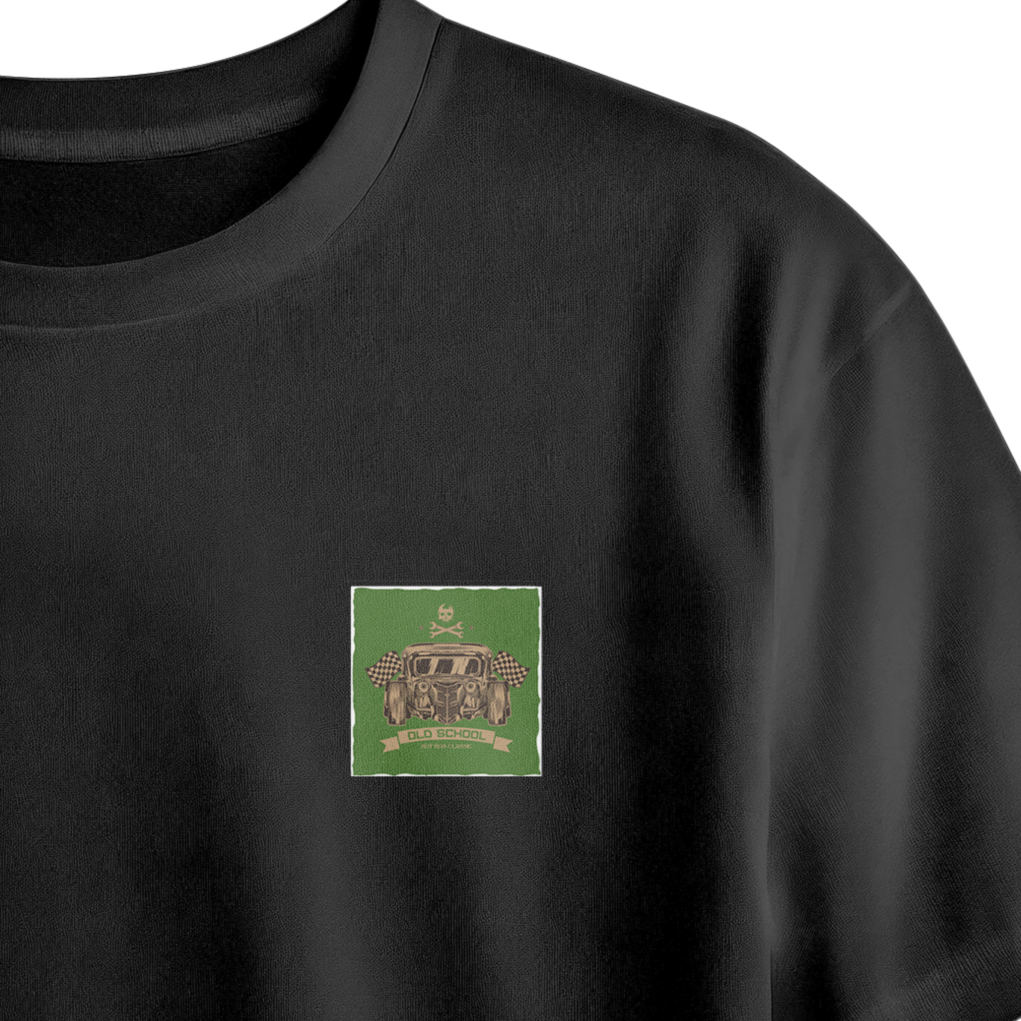 Old School Hot Road Classic Chest Printed Oversized Tee