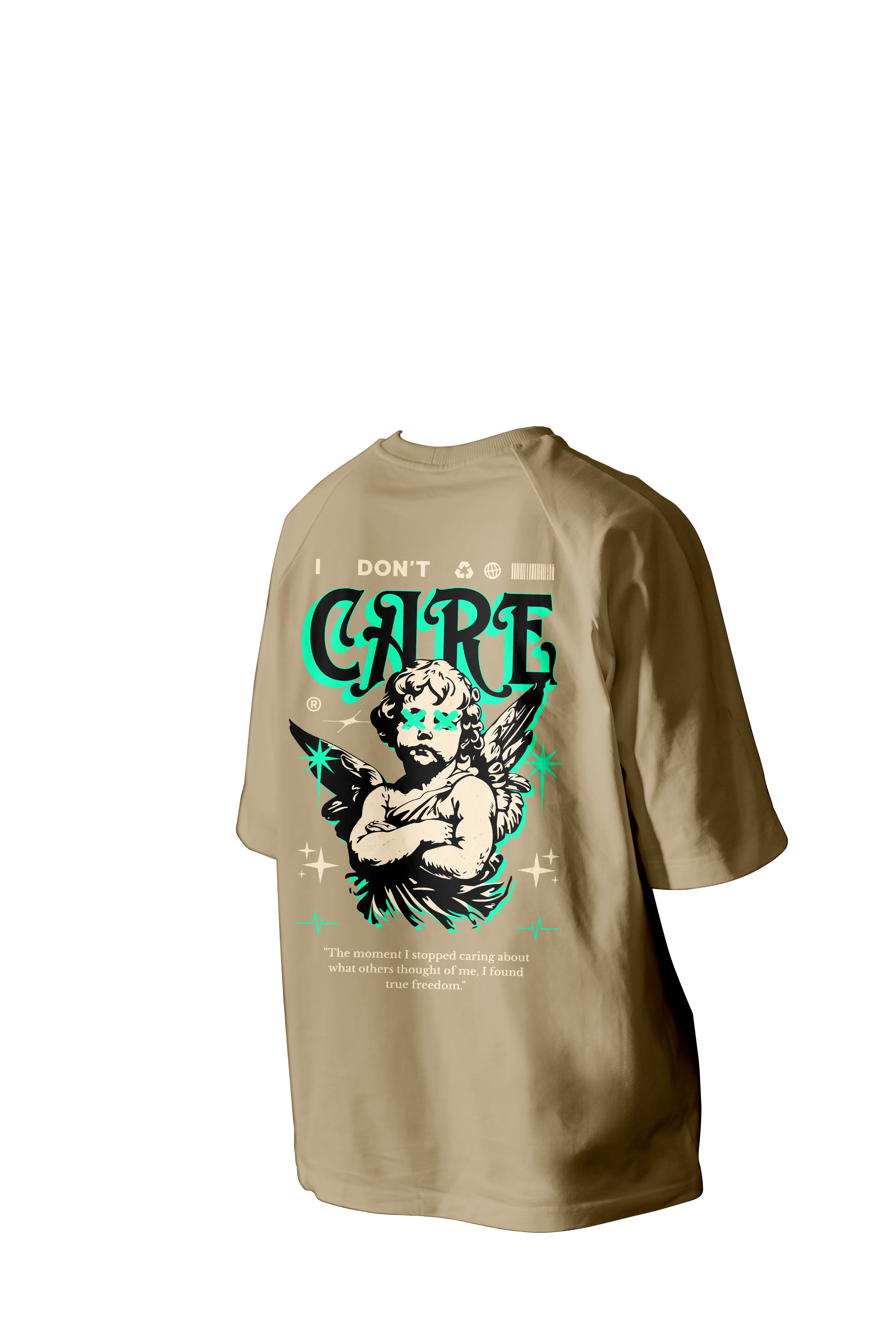 I Don't Care Printed Oversized Tee