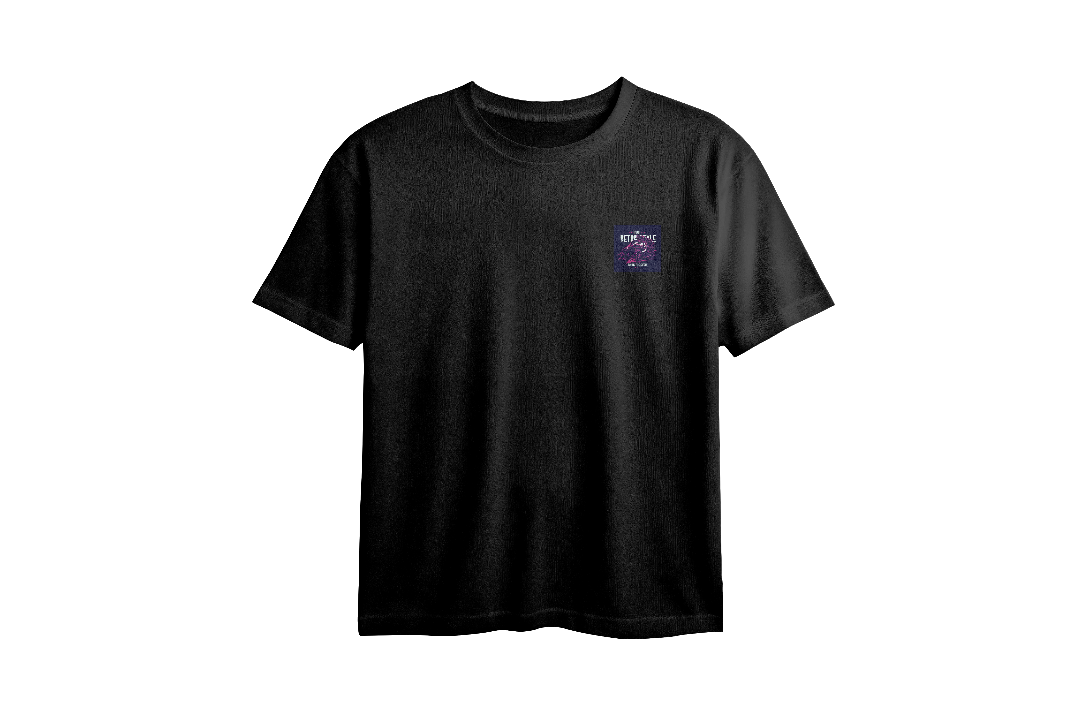 Fire Retro Style Chest Printed Oversized Tee