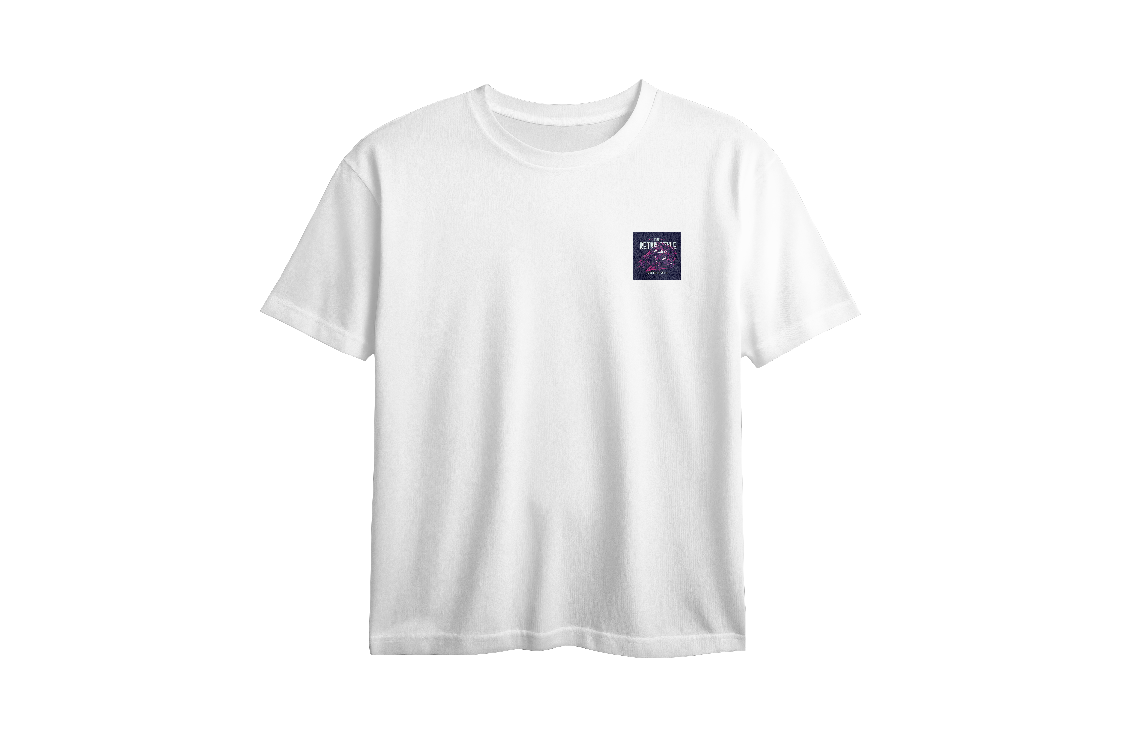 Fire Retro Style Chest Printed Oversized Tee