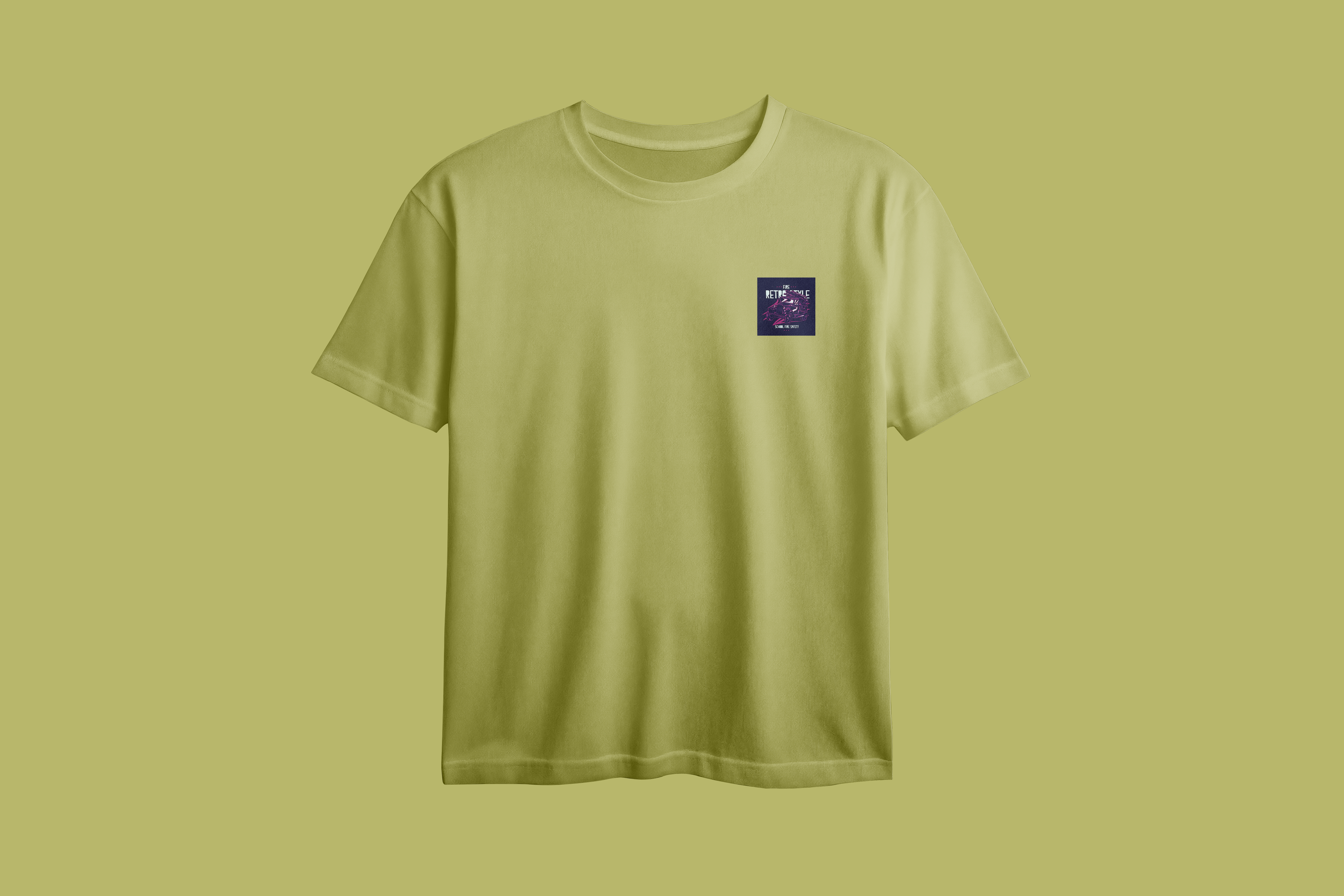 Fire Retro Style Chest Printed Oversized Tee