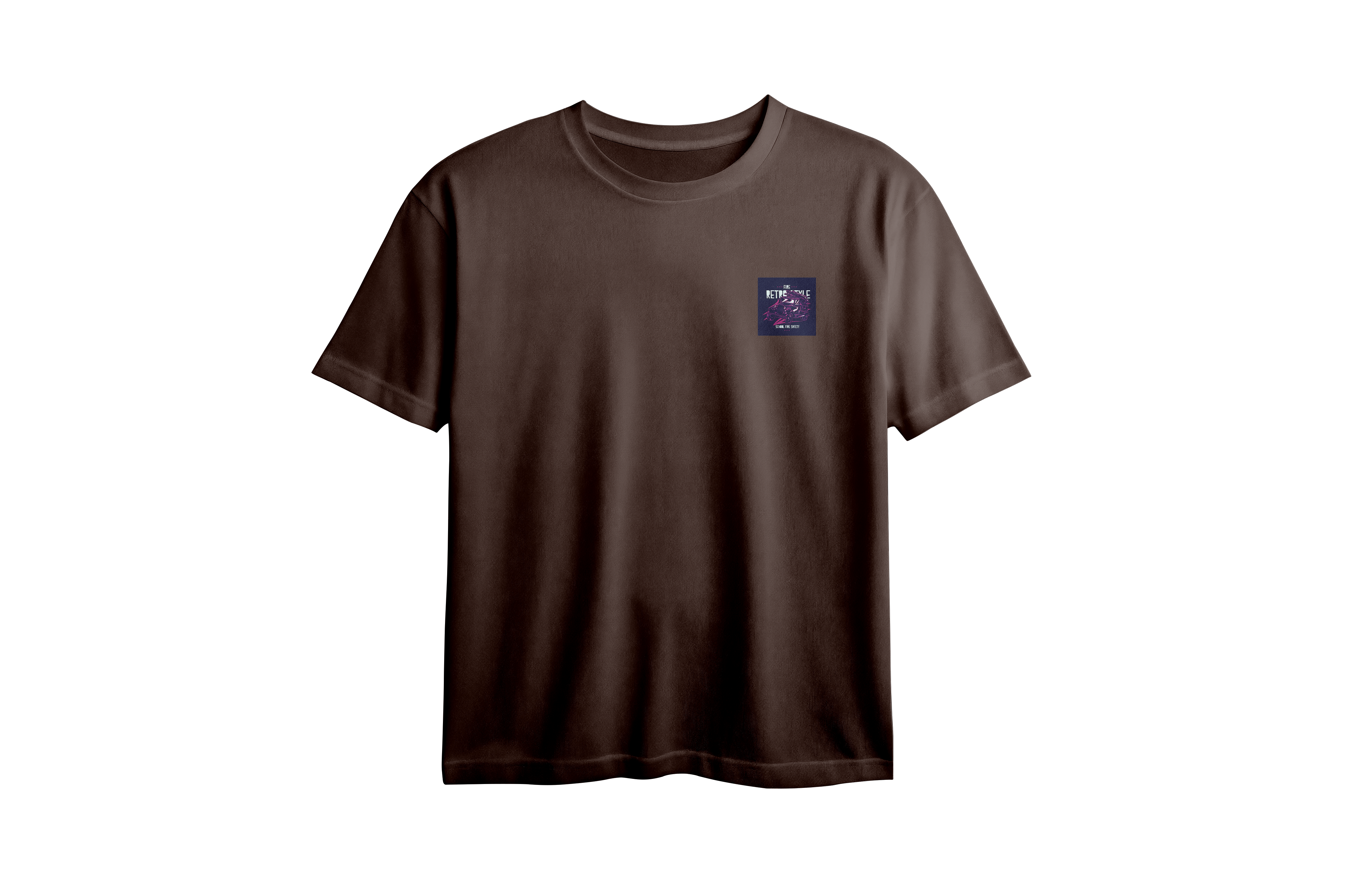 Fire Retro Style Chest Printed Oversized Tee
