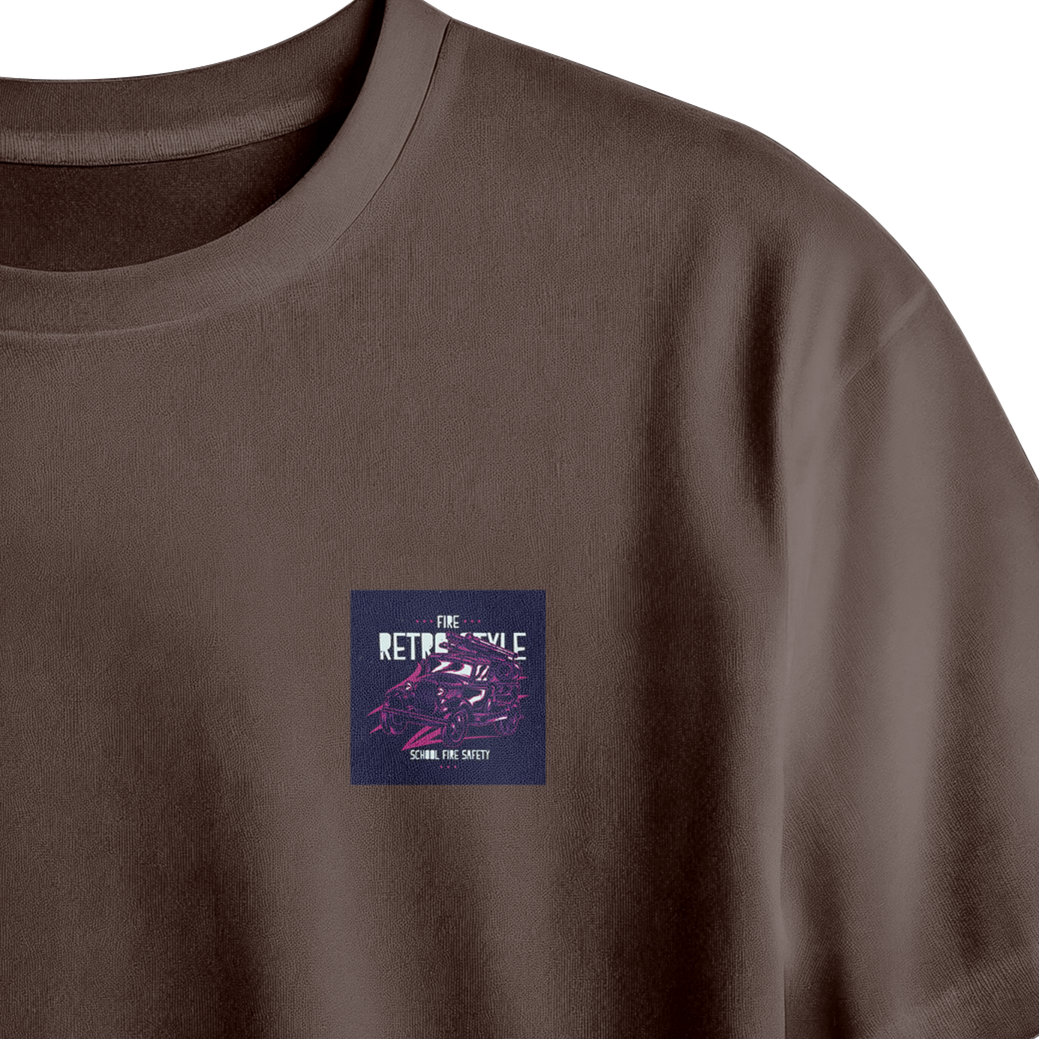 Fire Retro Style Chest Printed Oversized Tee