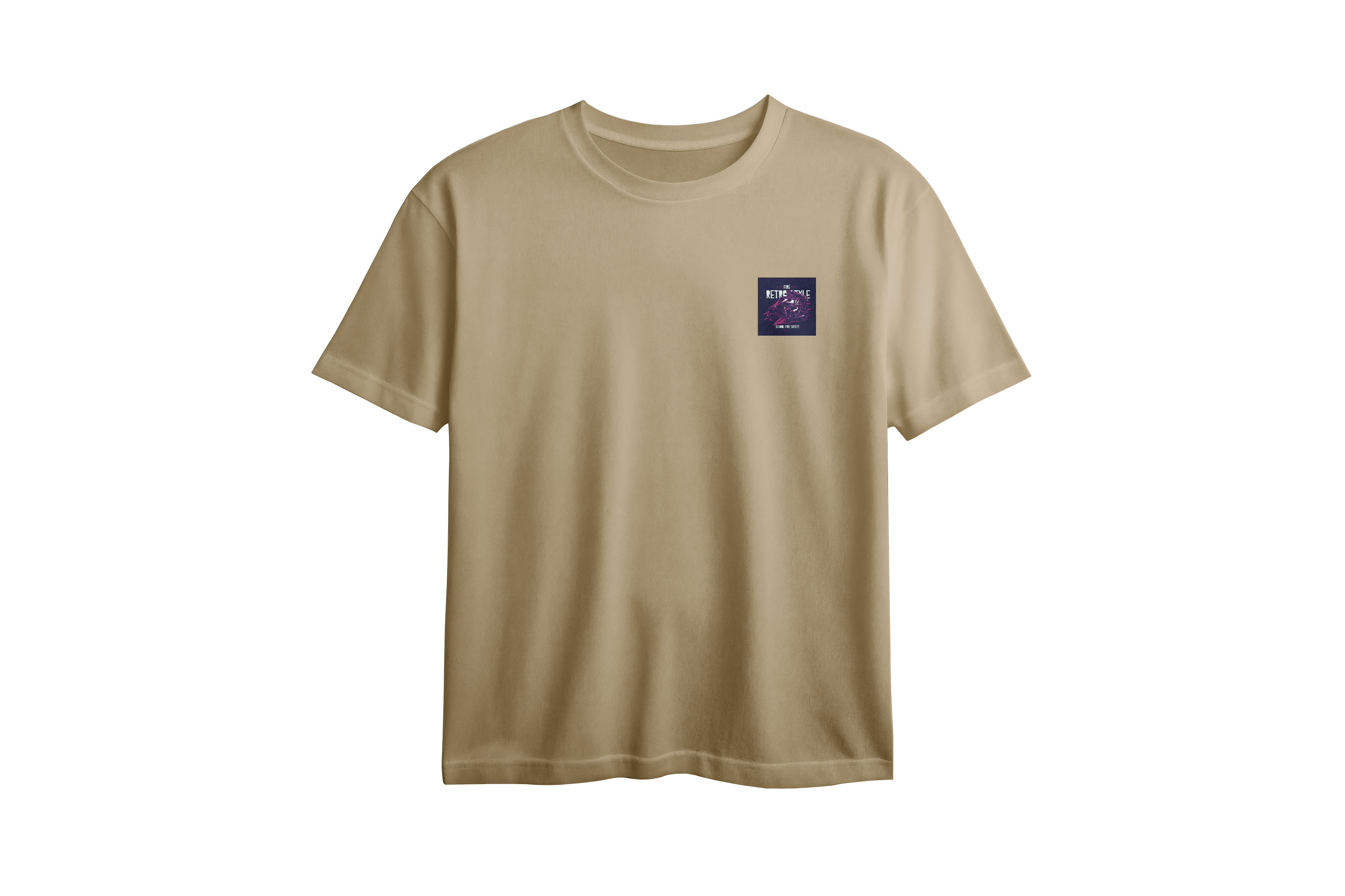 Fire Retro Style Chest Printed Oversized Tee