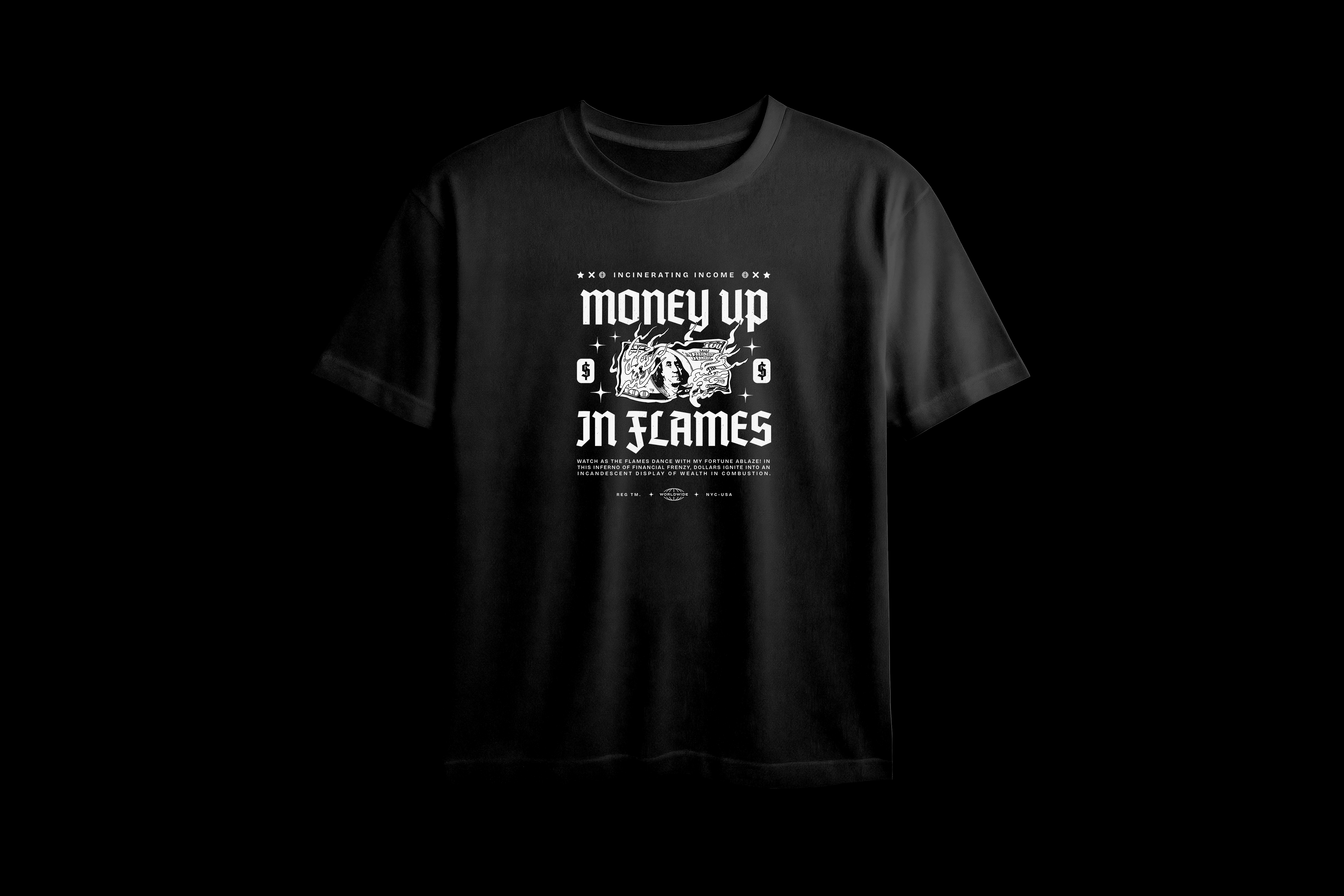 Money up in Flames Printed Oversized Tee