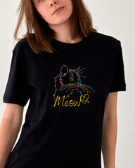 Cat Colored Outline Regular Printed Tee
