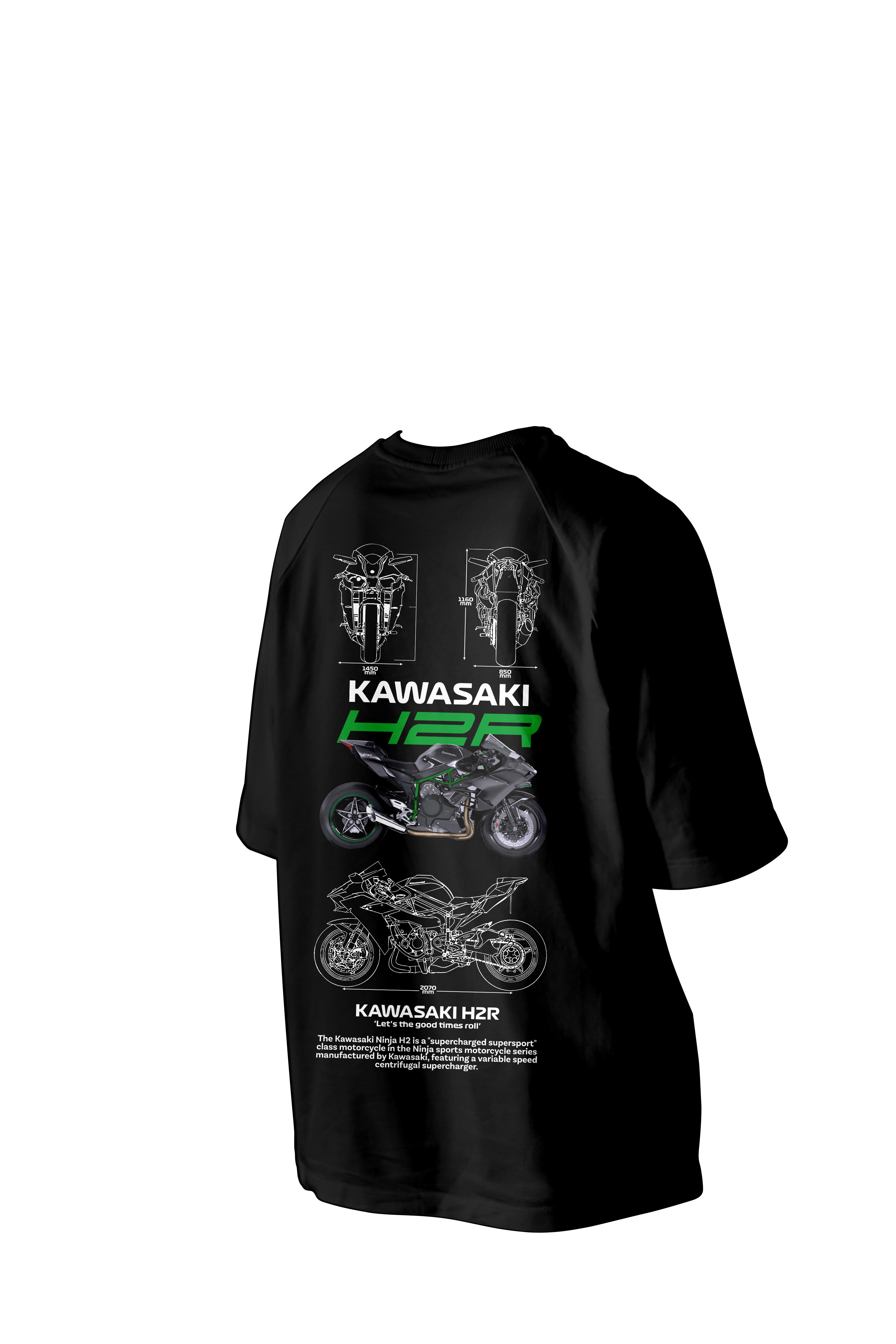 KAWASAKI H2R " Let's the good times roll " Printed Oversized Tee