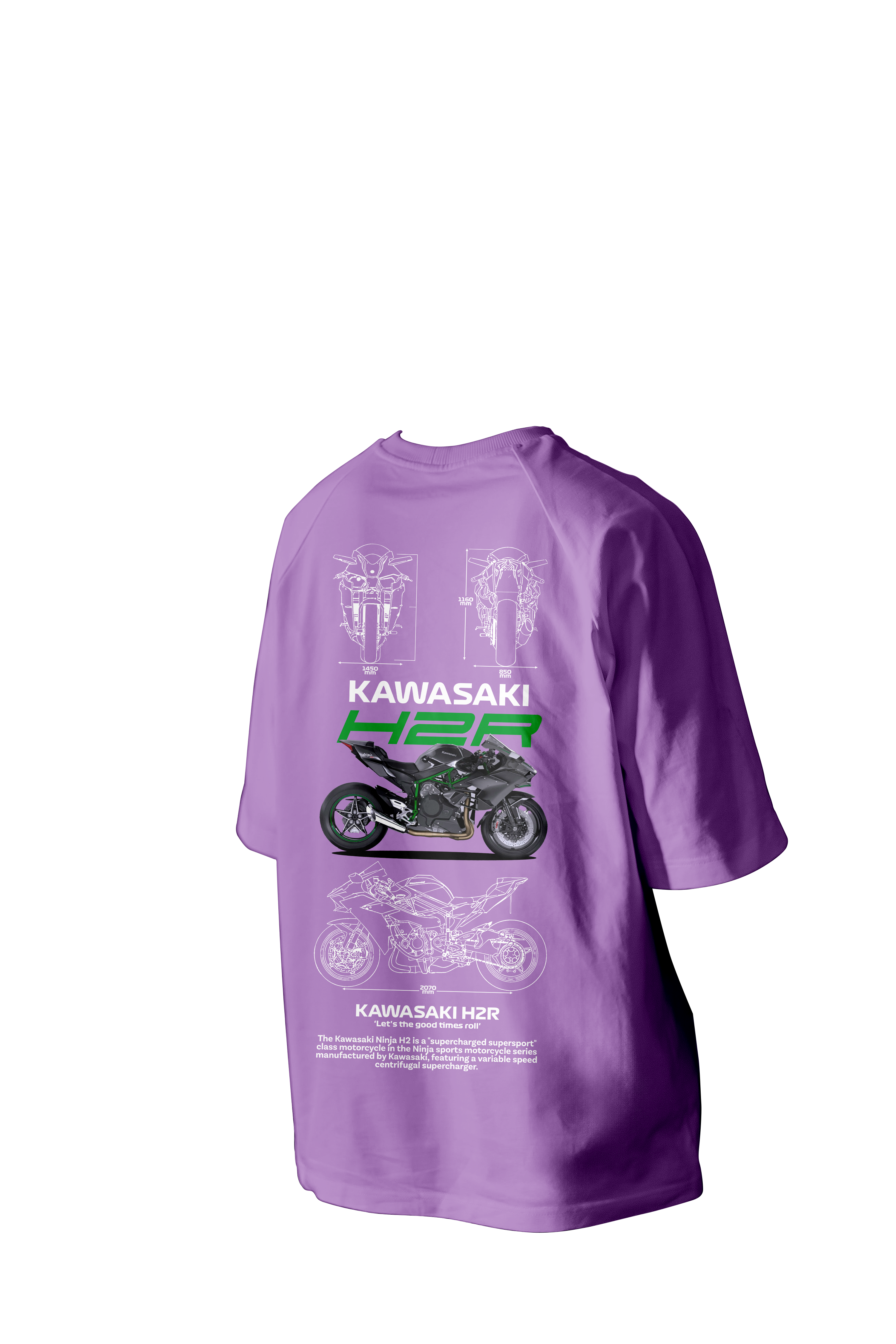 KAWASAKI H2R " Let's the good times roll " Printed Oversized Tee
