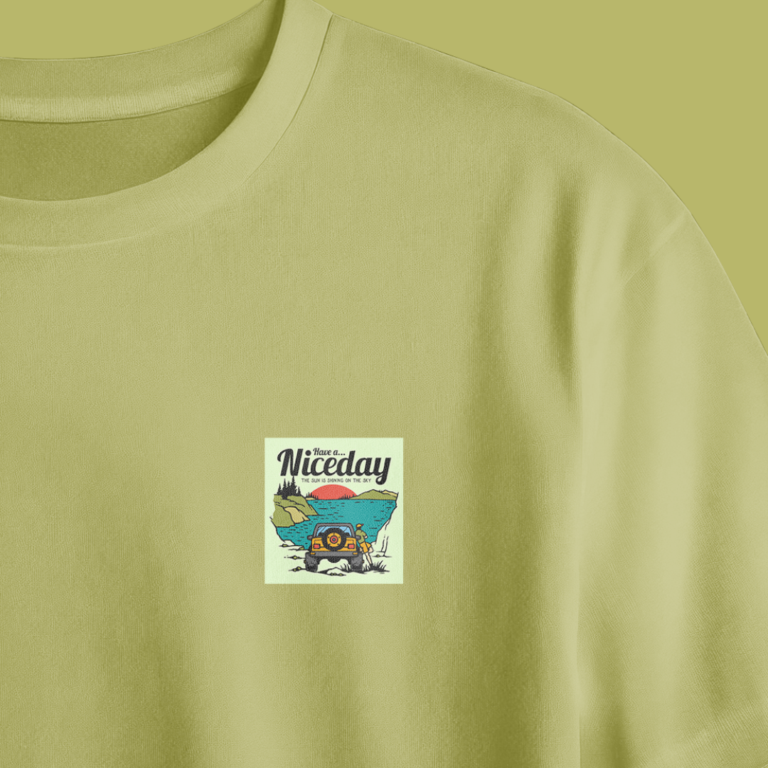 Have a Nice Day Chest Printed Oversized Tee
