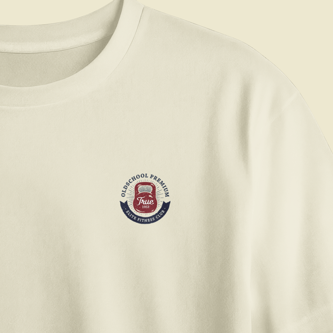 Old School Premium Elite Fitness Club Printed Oversized Tee