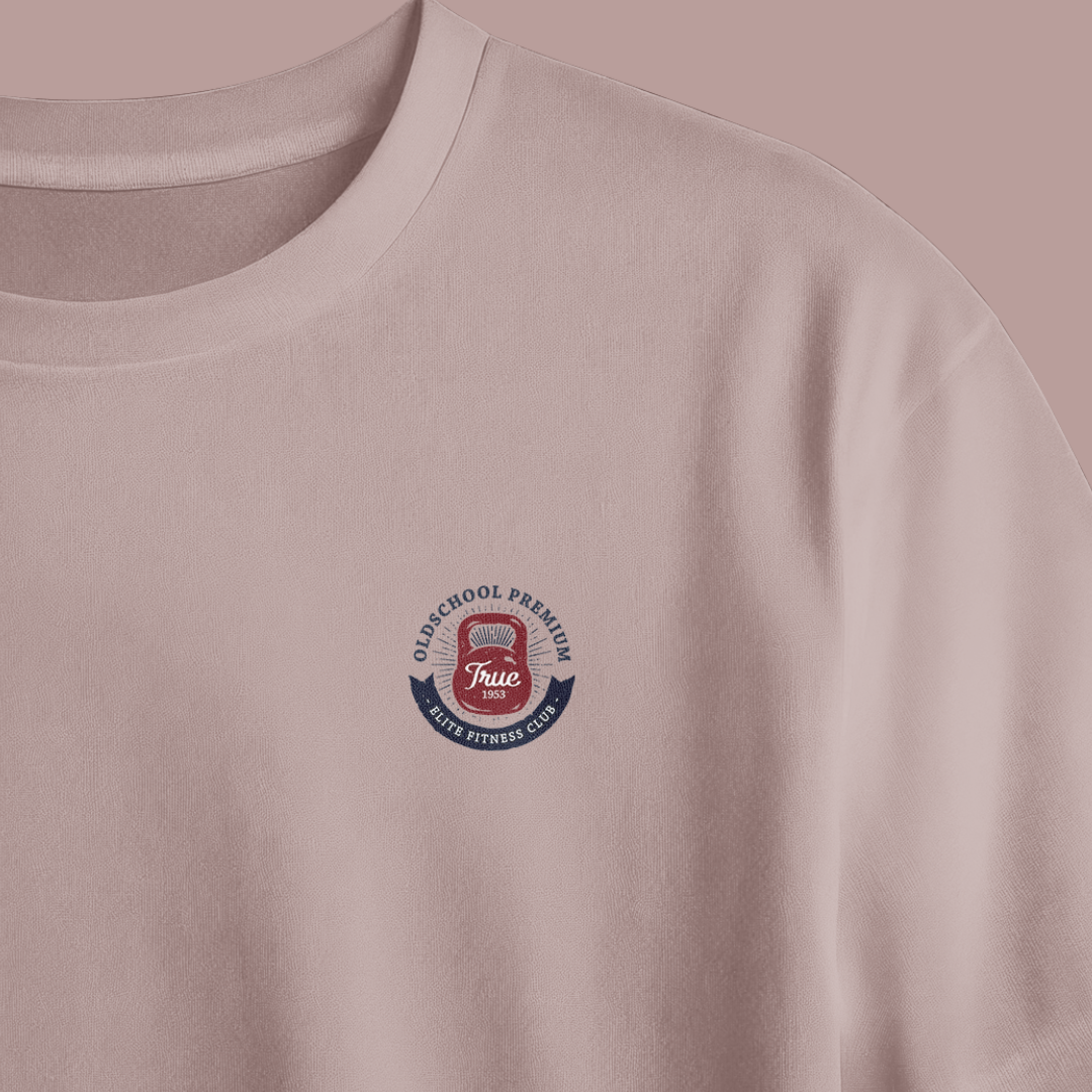 Old School Premium Elite Fitness Club Printed Oversized Tee