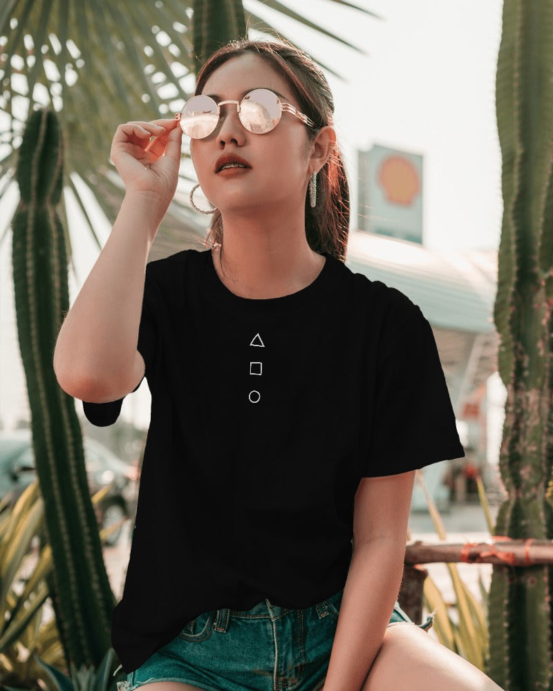 Triangle Square Circle Printed T -Shirt